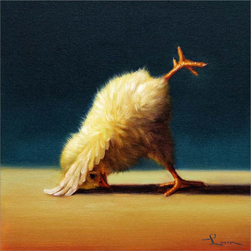 «Yoga Chick Downward Dog Split» par Lucia Heffernan, impression sur toile tendue