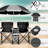 Folding Double Camping Chair W/Umbrella Beverage Holder Carrying Bag Cooler Fold Up Table, Large Bearing Capacity For Beach Patio Pool Park Outdoor Red-1796849962