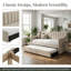 Lit de jour simple rembourré en lin avec couchette Classic-1691002471