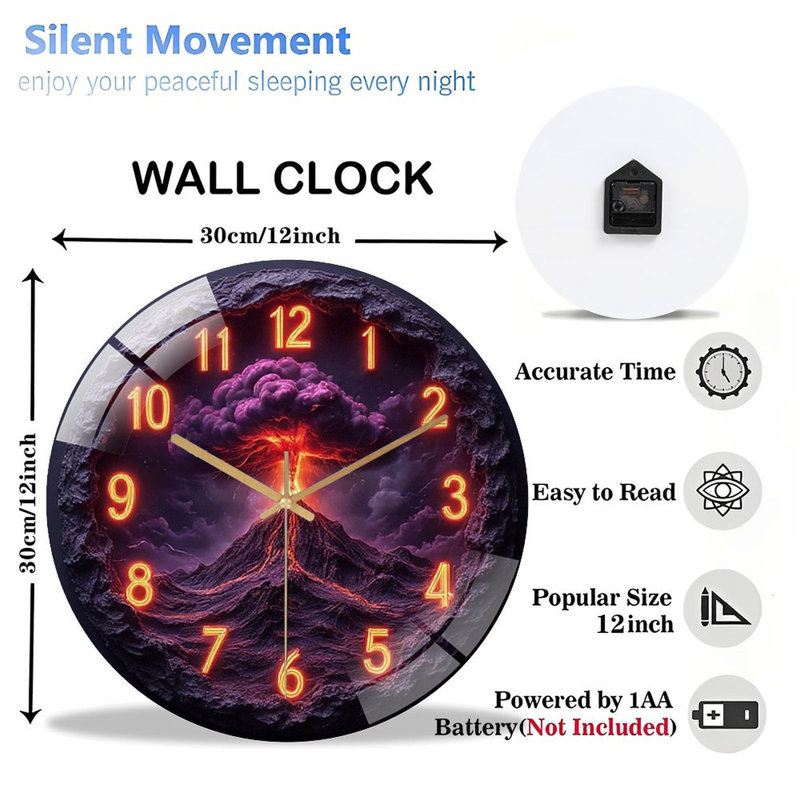 Horloge murale en verre 12 po