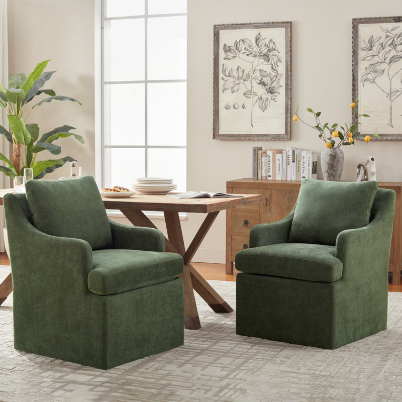 Chaise rembourrée avec roulettes, Vert
