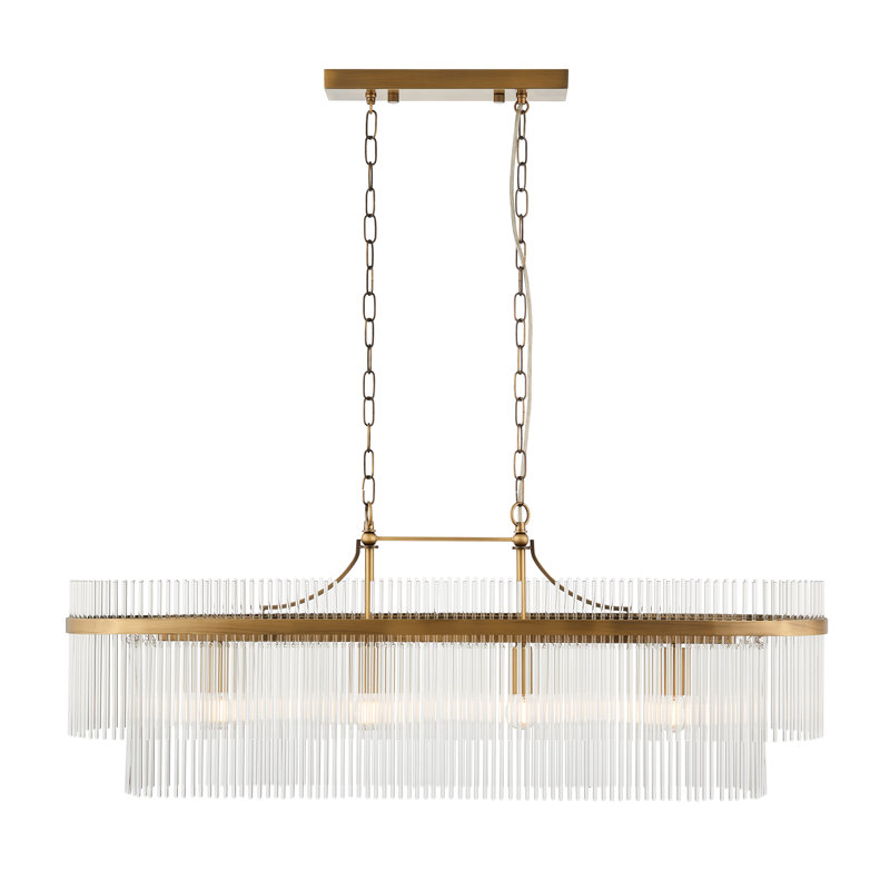 Geira 4lt Pendant light finished in Ant. Brass