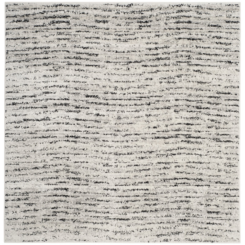 Tapis abstrait ivoire / argent Riebe, Carré 6 pi