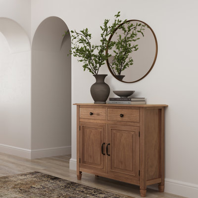 Armoire de rangement en bois massif à 2 tablettes avec 2 tiroirs de rangement Connaught