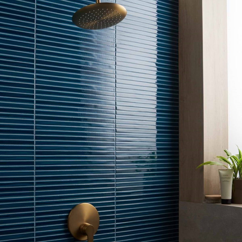 Kanbina 5.27 In. X 17.71 In. Glossy Ceramic Mosaic Wall Tile (0.64 Sq. Ft. / Each), Sapphire