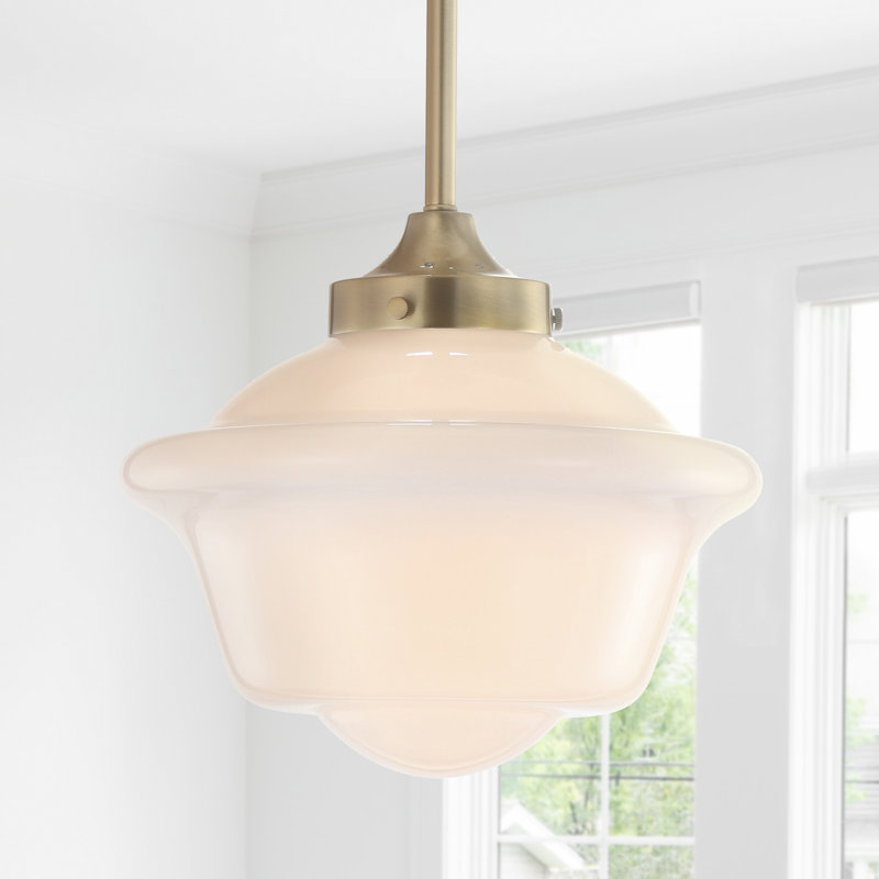 Gallucci 1 - Light Pendant, Brass Gold, White, 11" H x 9.5" W x 9.5" D