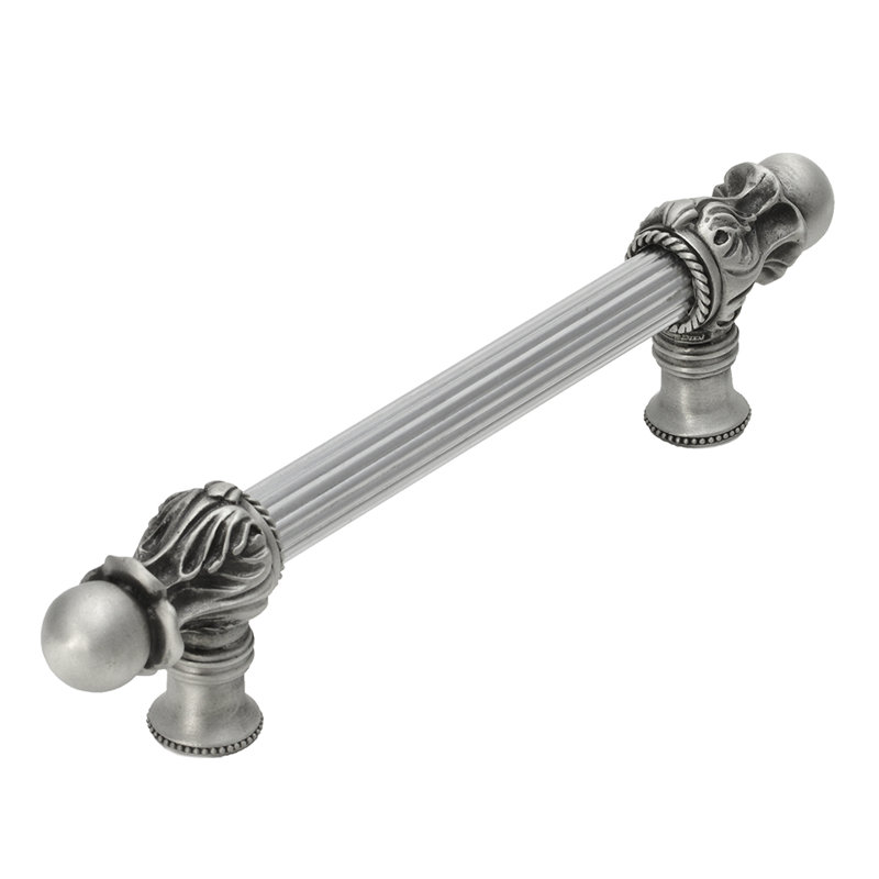 Acanthus 22 inches c.c. with 5/8 reeded center long pull Romanesque style in Chalice, Satin, 6"