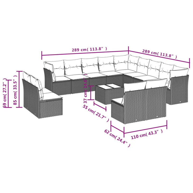 Vidaxl Garden Sofa Set Light Grey