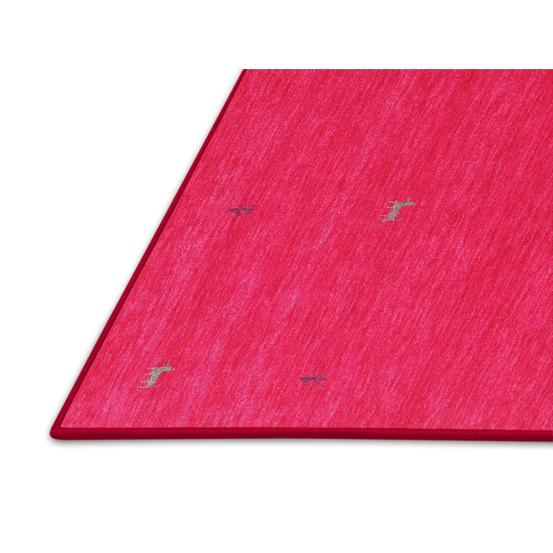 Tapis de zone rose/rouge contemporaine, Rectangle 7 pi x 9 pi
