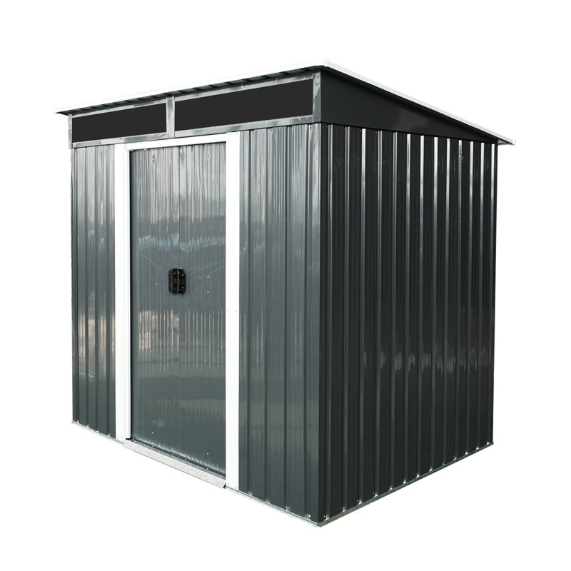 Spacious 6 X 5Ft Outdoor Metal Storage Unit With Transparent Plate & Ground Separation - For Lawn 6Ft Facility Lockable Sliding Doors Sunlight Entry Garden Equipment