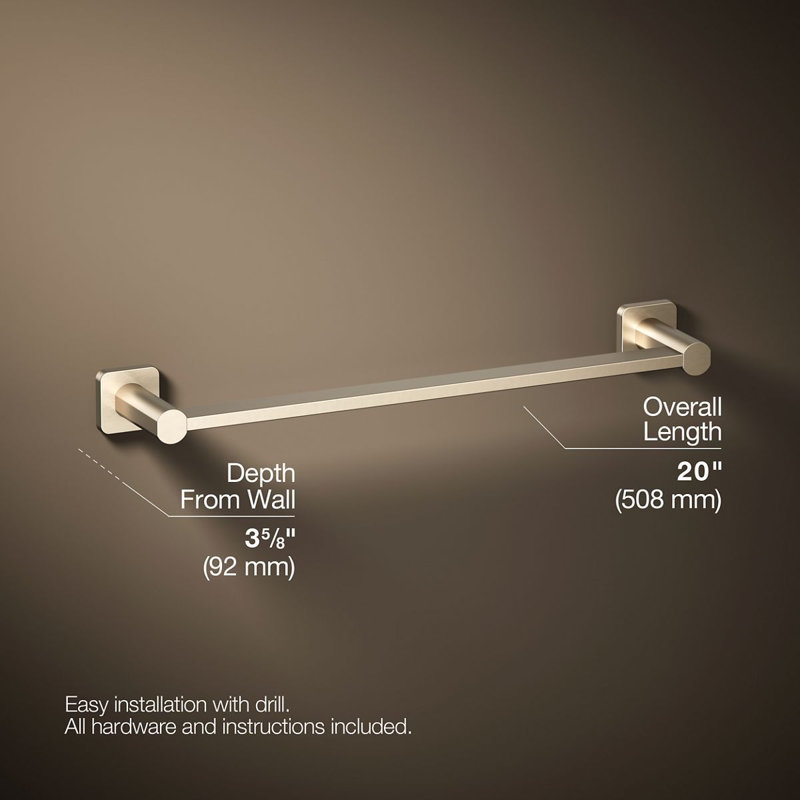 Parallel Towel Bar, 18"W, Brushed Bronze