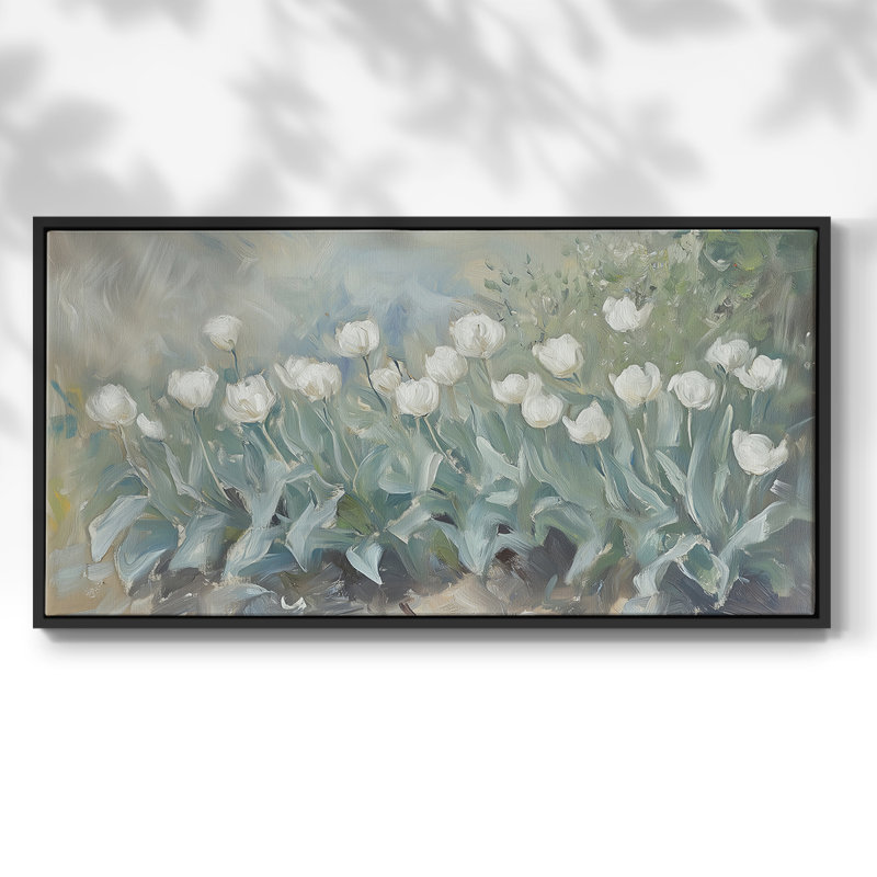 Botanical Series-CECXX- Toile tendue avec châssis tendue, prête à être accrochée, Noir, H 21 po x l 41 po