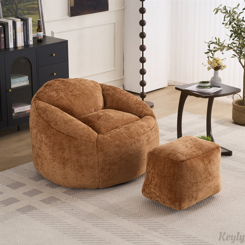 Fauteuil à billes en mousse avec rembourrage, Teddy orange