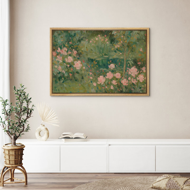 Framed Canvas Wall Art Print - Vintage Abstract Floral Botanical Landscape Artwork Living Room Modern Farmhouse Decor