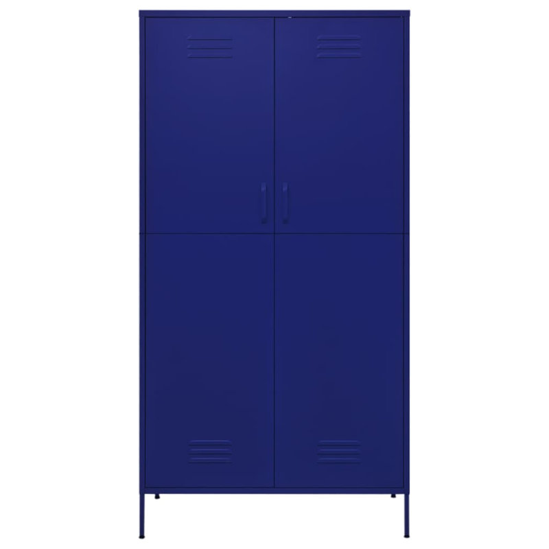 Branwell 2 Door Steel Wardrobe, Navy Blue