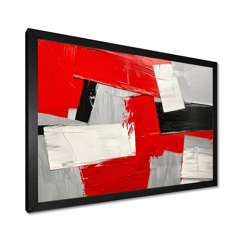 «Red and Grey Kinetic Energy II», impression murale minimaliste, Reproduction encadrée d'une seule photo sans pass, Noir