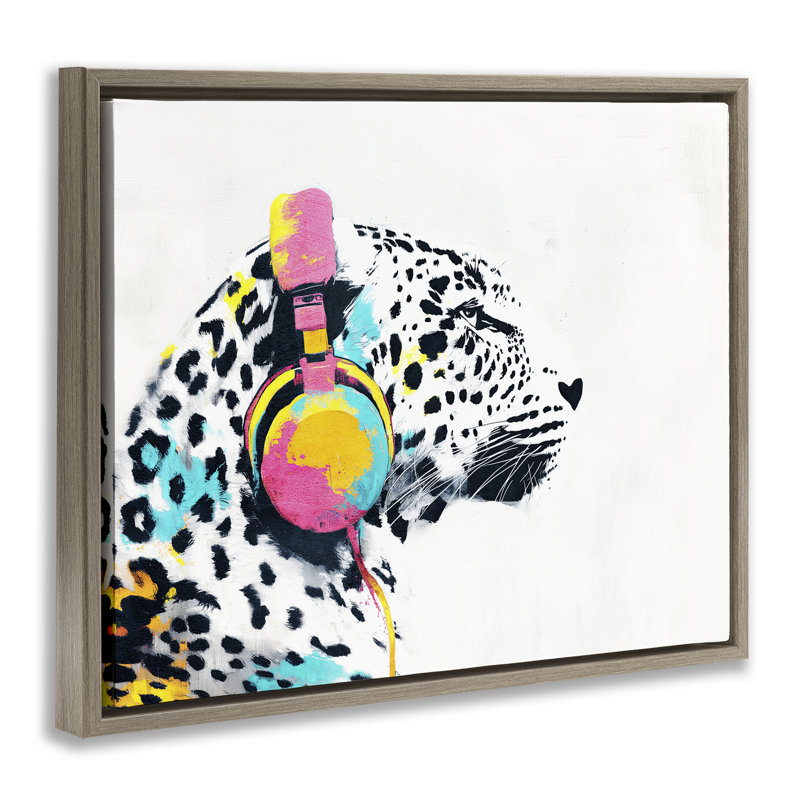 Cadre flottant pour casque Leopard On Air, design par Svetlana Aleynikova, H 17 po x l 21 po, Cadre flottant orme Montalcino