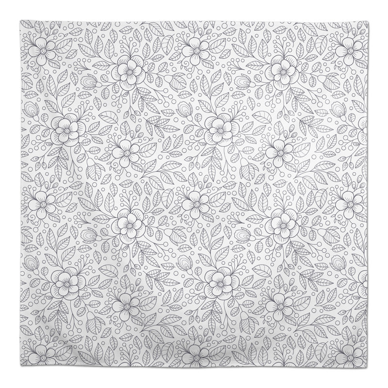 Square Floral Polyester Tablecloth, Dark Gray, 58" L x 58" W