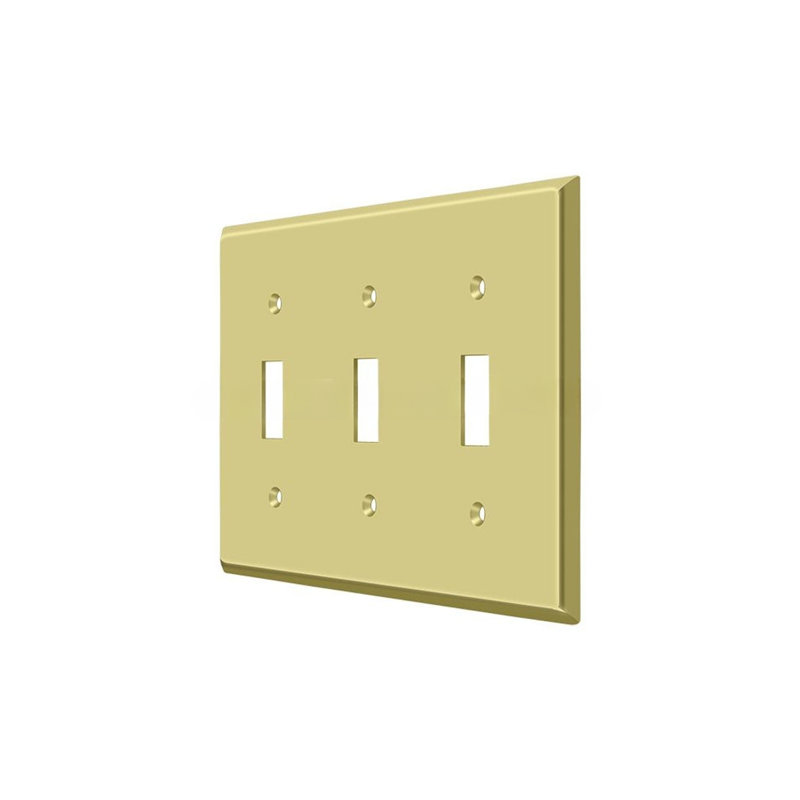 Deltana SWP4763U3 Switch Plate; Triple Standard; Bright Brass Finish, Brass