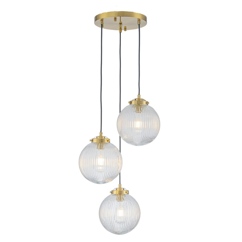 3-Light Modern Linear Ribbed Glass Pendant