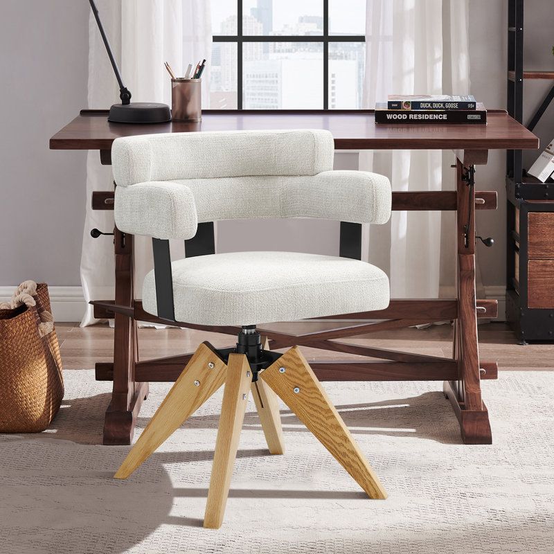 Breunna Linen Upholstered Home Office Task Chair, White