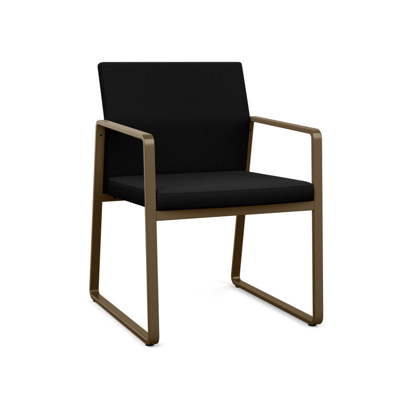 Chaise d'invité Gansett, Portes ouvertes en tissu noir, Bronze