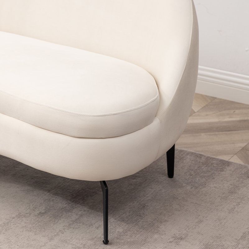 Causeuse rembourrée 50 po Bula, Velours beige