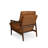 Genuine Italian Leather Square Arm Accent Chair with Solid Oak Wood Frame