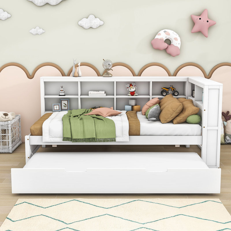 Lit de jour avec couchette Pirmin, Lit simple, Blanc
