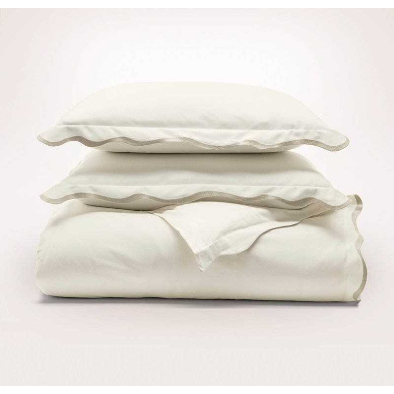 Signature Curved Edge Bedding Set, Cream/Sand, King/Cal. King Duvet Cover + 2 King Shams