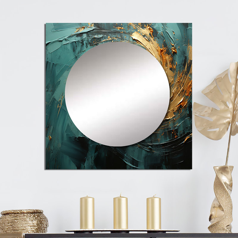Miroir carré Saltsburg - Golden Emerald Surge, 23 po x 23 po