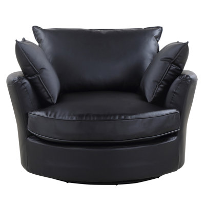 Barga Faux Leather Swivel Accent Chair