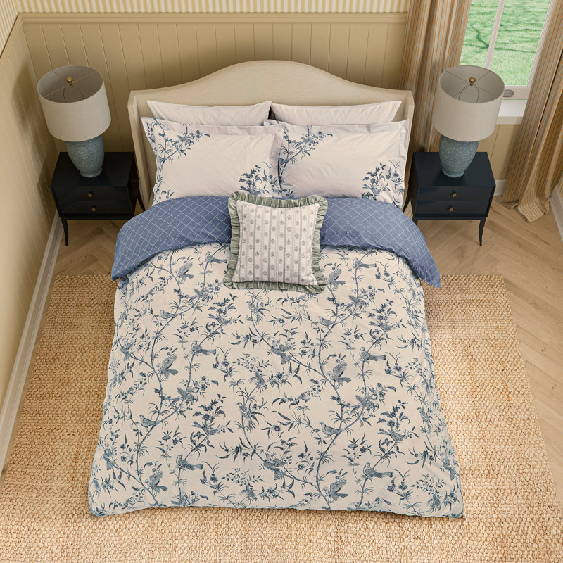Paradise Woods Cotton Floral Duvet Cover Set, Double Duvet Cover + 2 Pillowcases