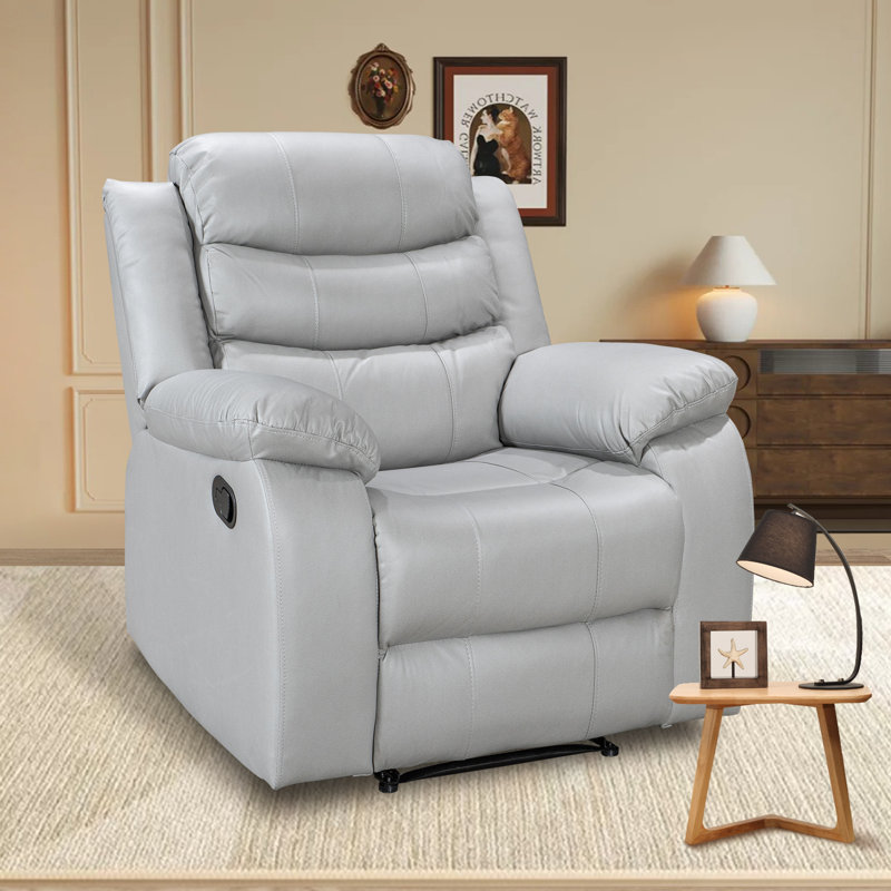 Crovetti Palomino Air Leather Recliner, Light Gray