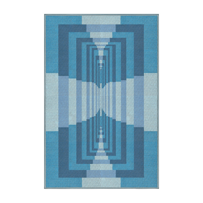 Tapis géométrique bleu, Rectangle 6 pi x 9 pi
