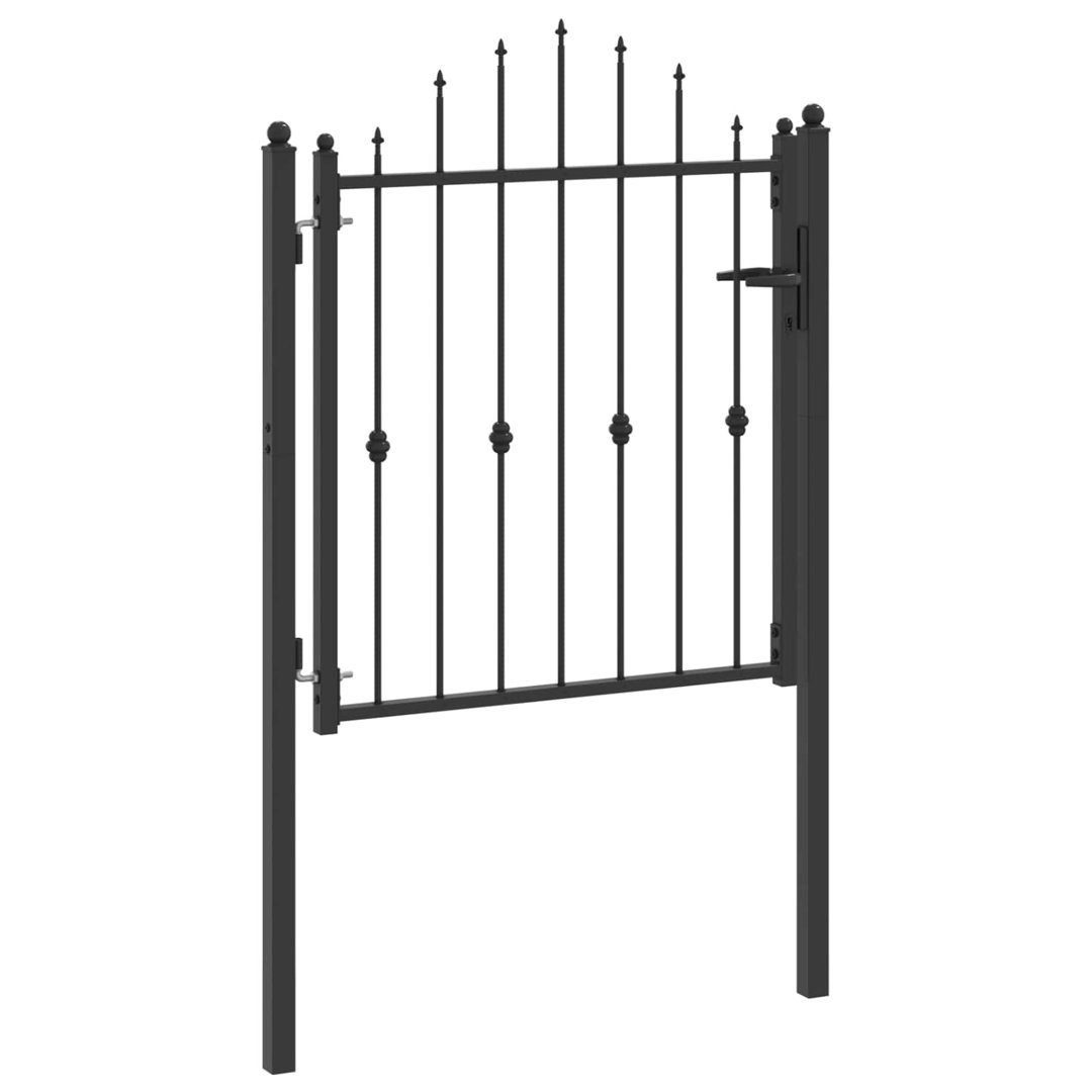 Vidaxl Fence Gate HORST Black Metal Outdoor Barrier Security Perimeter Modern