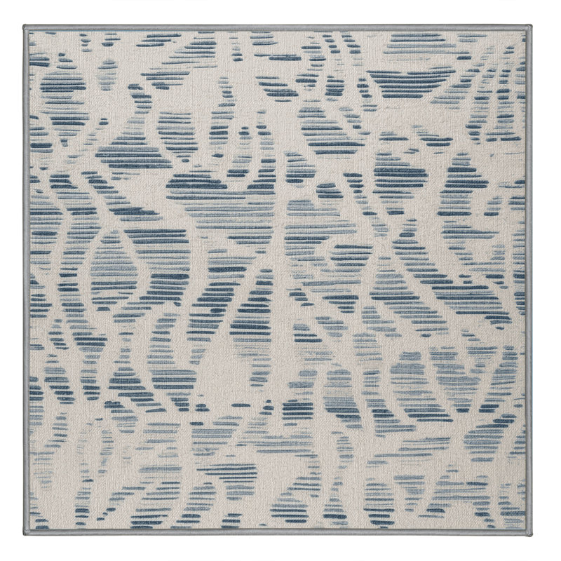 Tapis abstrait gris lavable à la machine, Carré 8 pi