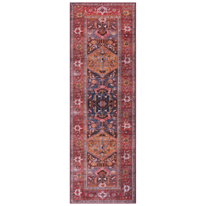 Tapis bleu marine / rouille Gullion Southwestern, Tapis de couloir 2 pi 6 po x 8 pi