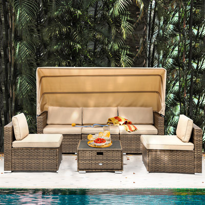 Anetha 17.32'' Wide Straight Wicker with Cushions