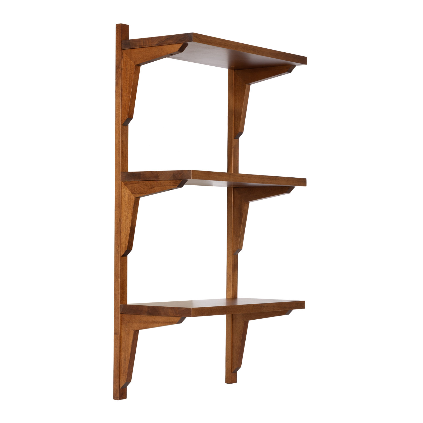 Carmouche Tiered Solid Wood Wall Shelf, Brown