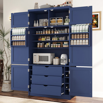 Armoire de cuisine autoportante, prises de courant intégrées, étagère réglable et support à vin, salle à manger et salon de style contemporain