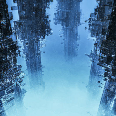 Space Colony Towers by Grandeduc - Wrapped Canvas Print