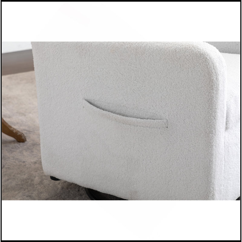 Chaise berçante pivotante en tissu Teddy