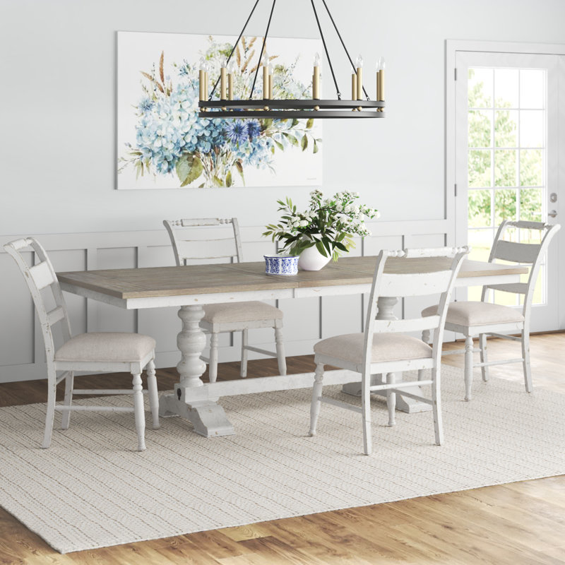 Bale 4 Person Trestle Dining Table Set, 5 Pieces: Table, 4 Chairs