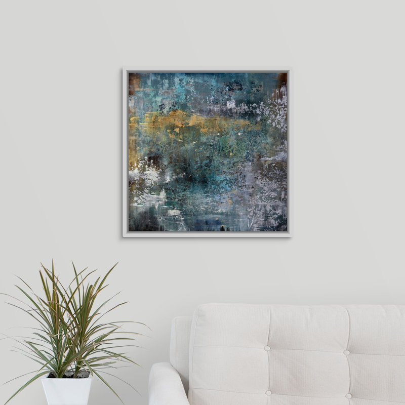 « field of vision », peinture sur toile, Cadre flottant blanc, H 21,7 po x l 21,7 po x P 1,75 po