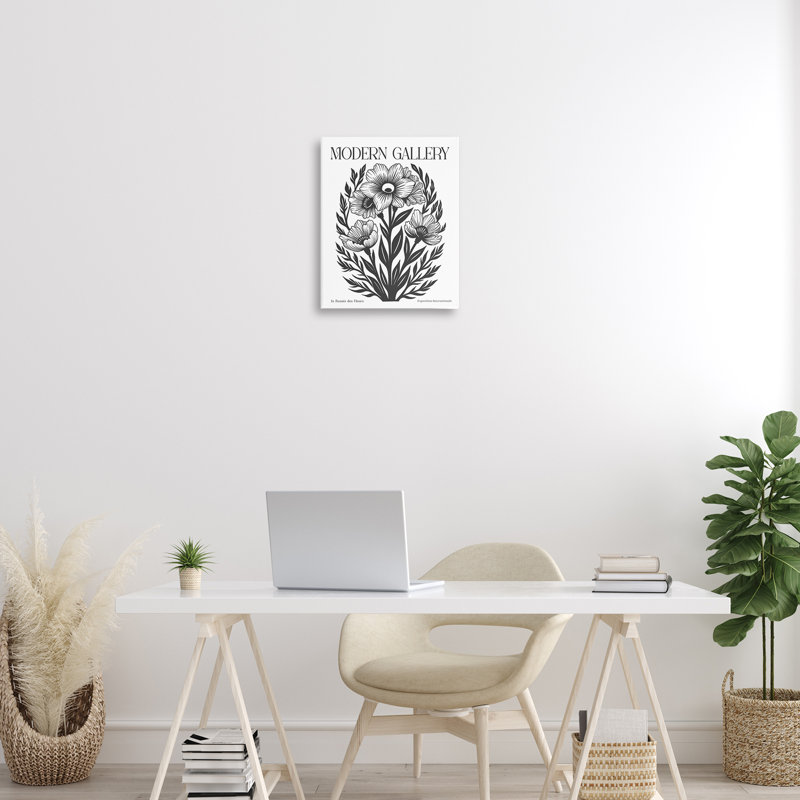 Fleurs avec fougères incurvées, art mural, lettré et doublé, H 20 po x l 16 po