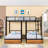 2 Drawers Metal Full Over Twin & Twin Triple Bunk Bed With Guardrails, Shelves And Ladder, Detachable Design-1408597928