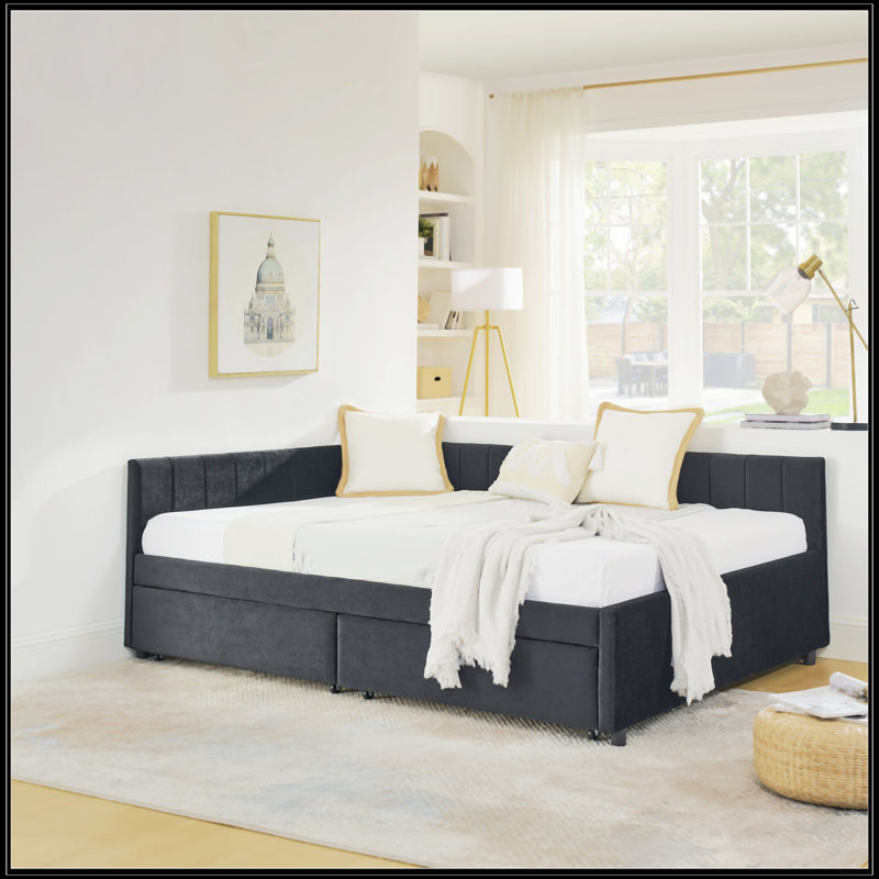 Full Size Upholstered Tufted Bed, Noir