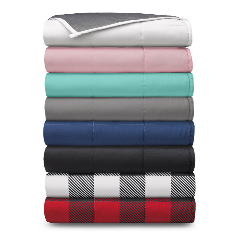 Reversible Weighted Anti-Anxiety Blanket, 12, Red/Black Checkered