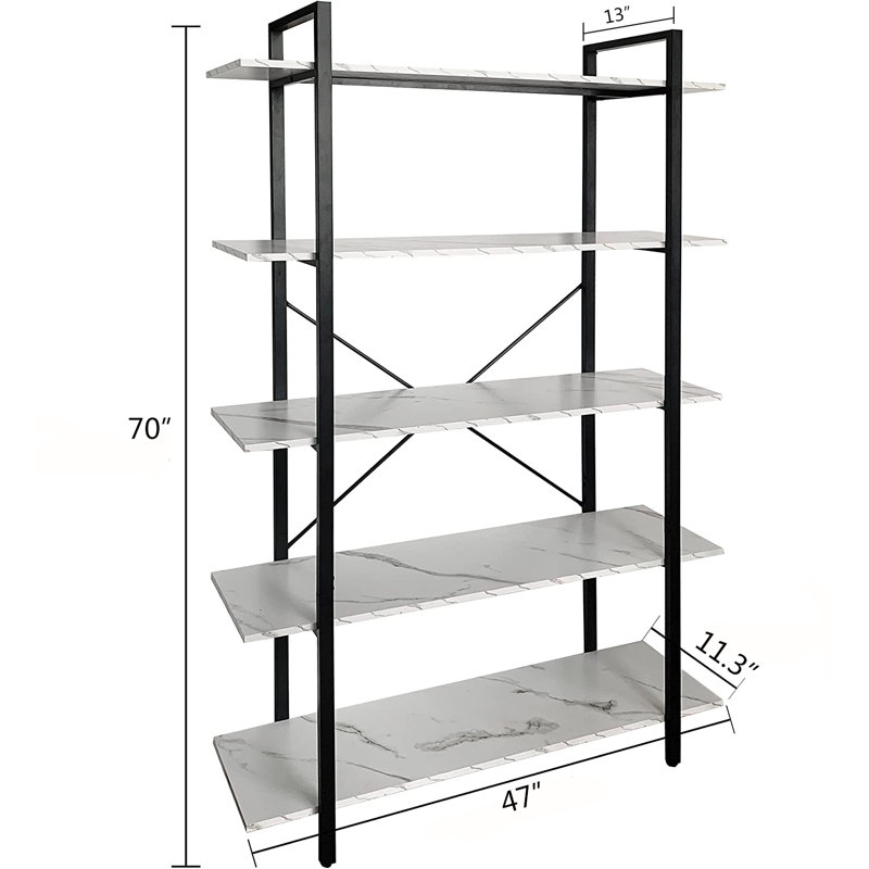 Étagère à livres en fer H 70 "x l 47" Jomaira, Noir
